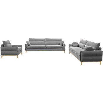 Pécs bútor Ülőgarnitúra szett Bellano 3/2/1 Grey-Kronos 22 SZ DR.natura