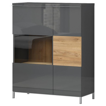 Pécs bútor Vitrin Onyx V90-2KS/ON anthracite/pacific walnut