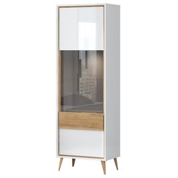 Pécs bútor Vitrin Vida-V1S pacific walnut/crystal white
